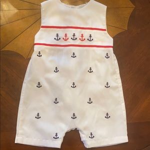 Little Diamonds Baby Boy 12M Anchor Smocked Romper